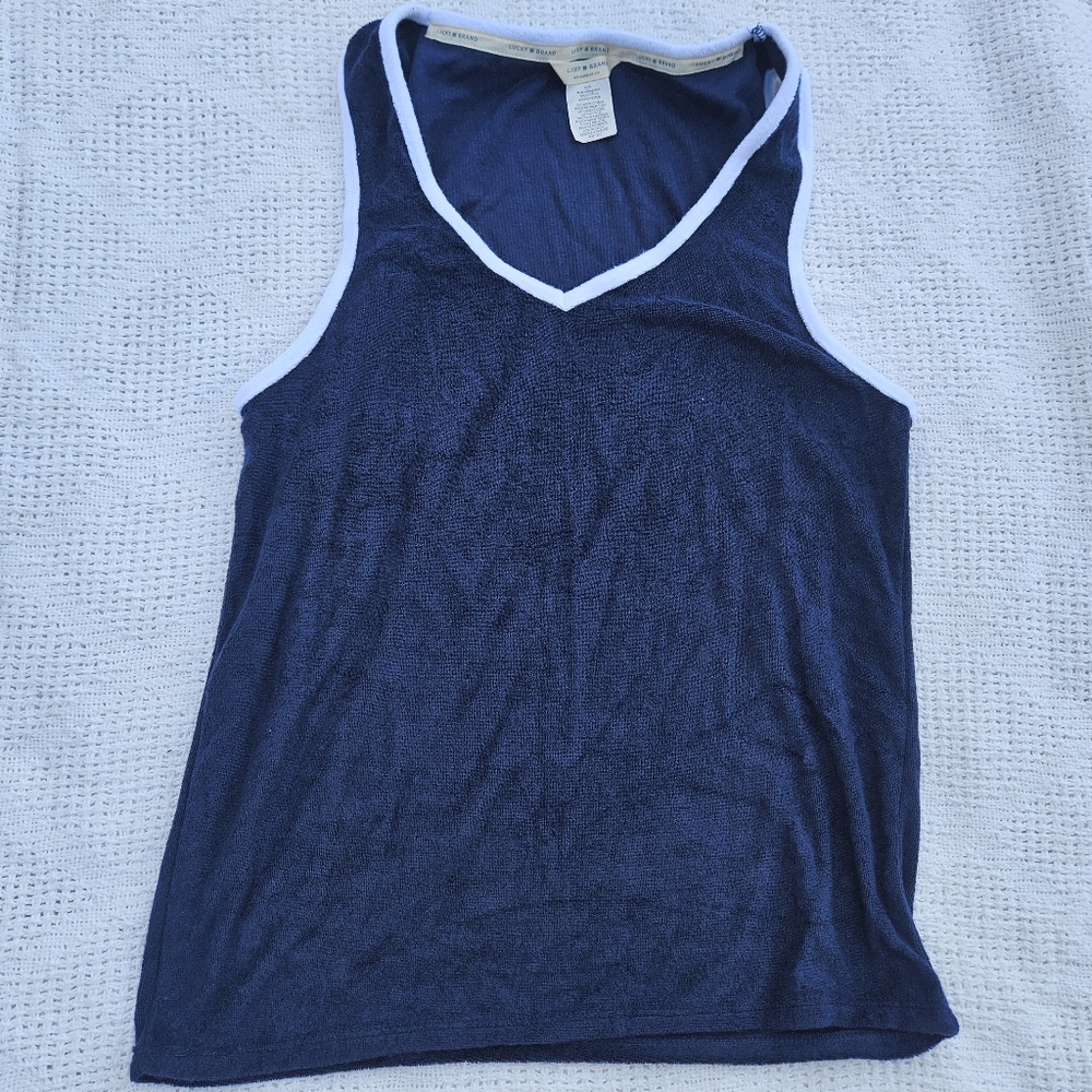 Lucky Brand Juniors Size Small Top Shirt Tank Top No Sleeves Blue White